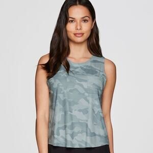 RBX Active Green Camo Super Soft Easy Crew Neck Sleeveless Tank Women's XL